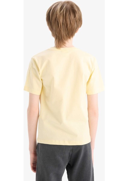 Erkek Çocuk Bisiklet Yaka Baskılı Kısa Kollu Tişört E0077A825SM