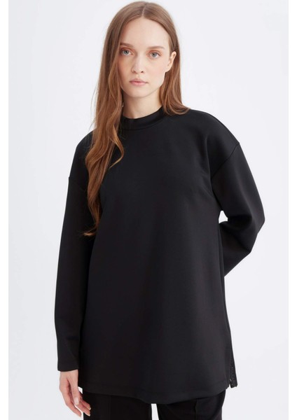 Relax Fit Skuba Dalgıç Kumaş Uzun Kollu Tunik D9030AX24WN