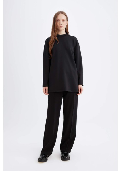 Relax Fit Skuba Dalgıç Kumaş Uzun Kollu Tunik D9030AX24WN