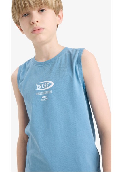 Erkek Çocuk Bisiklet Yaka Baskılı Atlet E0192A825HS