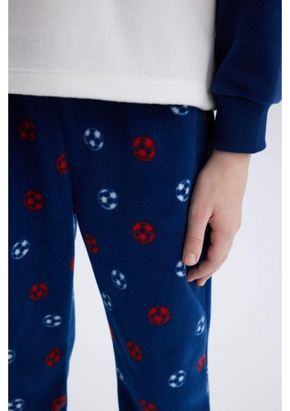 Erkek Çocuk Polar Pijama Takımı Baskılı Uzun Kollu Üst Beli Lastikli Uzun Alt D8600A824CW