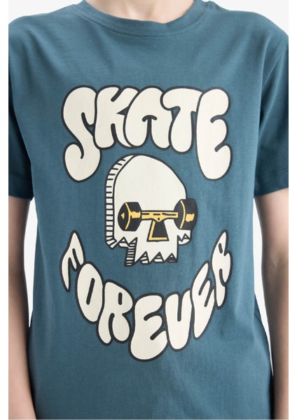 Erkek Çocuk Bisiklet Yaka Baskılı Kısa Kollu Tişört E0083A825SM