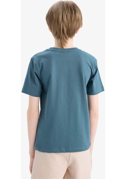 Erkek Çocuk Bisiklet Yaka Baskılı Kısa Kollu Tişört E0083A825SM