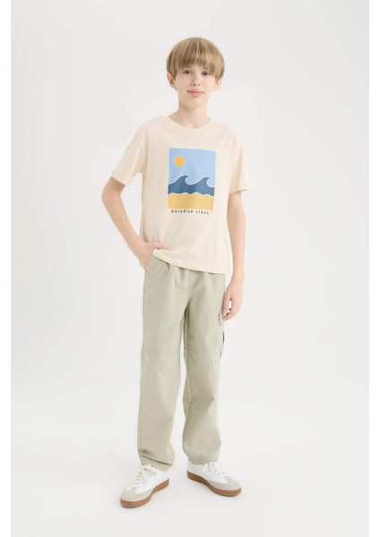 Erkek Çocuk Loose Fit Standart Paça Gofre Dokulu Pantolon D7794A825SP