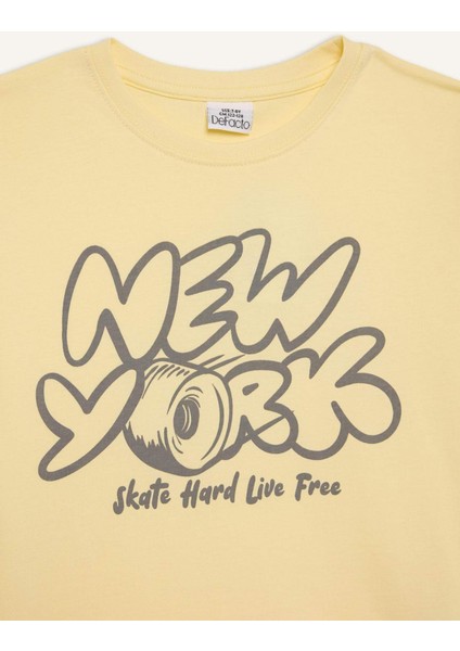 Erkek Çocuk Bisiklet Yaka Baskılı Kısa Kollu Tişört E0077A825SM