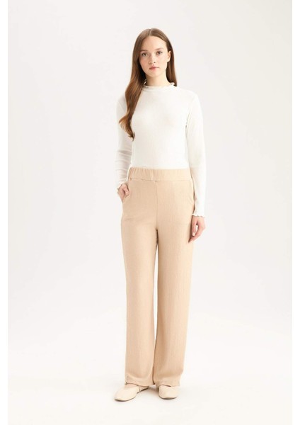Relax Fit Beli Lastikli Basic Düz Bürümcük Pantolon Z8788AZ24WN