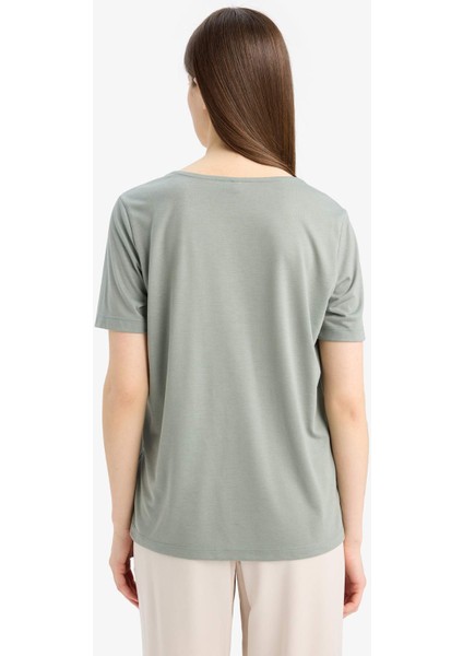 Regular Fit V Yaka Basic Düz Kısa Kollu Tişört K5057AZ25SP