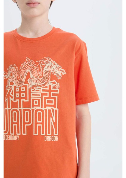 Erkek Çocuk Bisiklet Yaka Baskılı Kısa Kollu Tişört E0079A825SM