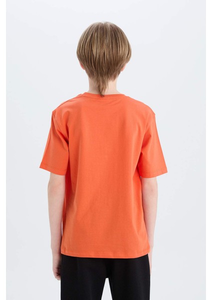 Erkek Çocuk Bisiklet Yaka Baskılı Kısa Kollu Tişört E0079A825SM