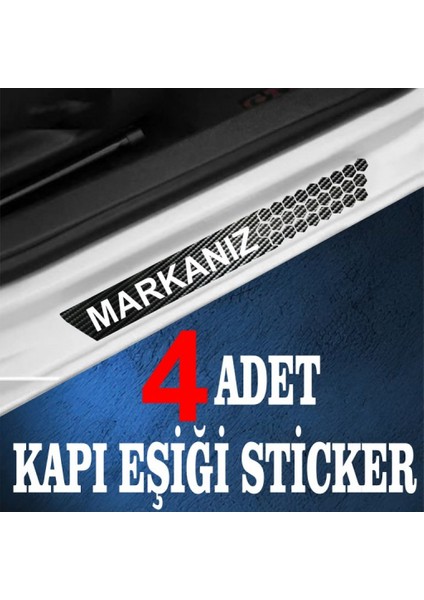 Markanıza Özel Oto Kapı Eşikleri Sticker Karbon 4 Adet
