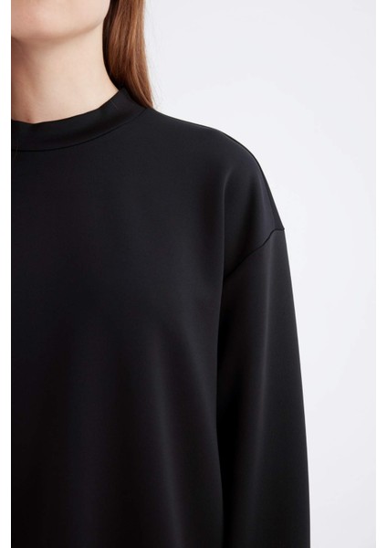 Relax Fit Skuba Dalgıç Kumaş Uzun Kollu Tunik D9030AX24WN