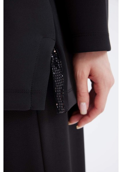 Relax Fit Skuba Dalgıç Kumaş Uzun Kollu Tunik D9030AX24WN