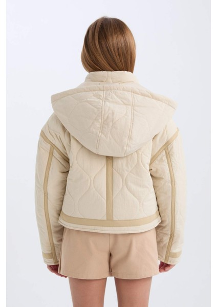 Kız Çocuk Su Geçirmez Kapüşonlu Fermuarlı Cepli Mont D6931A825SP