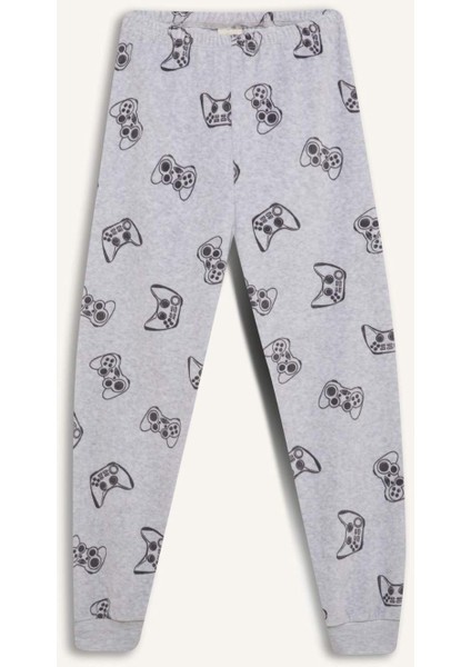 Erkek Çocuk Kadife Pijama Takımı Baskılı Uzun Kollu Üst Uzun Alt D8599A824CW