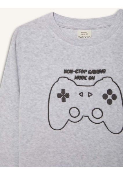 Erkek Çocuk Kadife Pijama Takımı Baskılı Uzun Kollu Üst Uzun Alt D8599A824CW