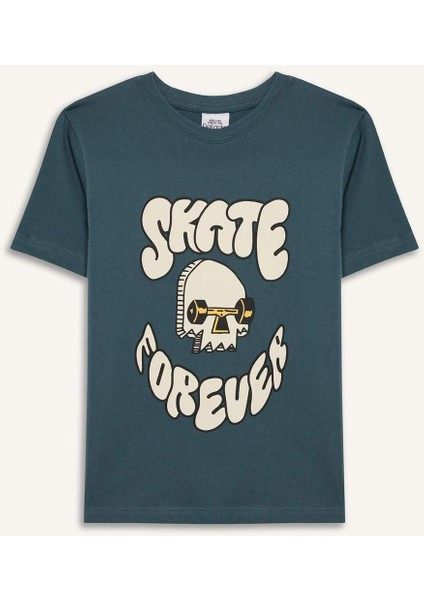 Erkek Çocuk Bisiklet Yaka Baskılı Kısa Kollu Tişört E0083A825SM