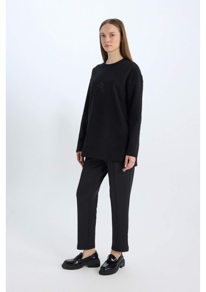 Regular Fit Cepli Pensli Skuba Dalgıç Kumaş Beli Lastikli Pantolon D9029AX24WN