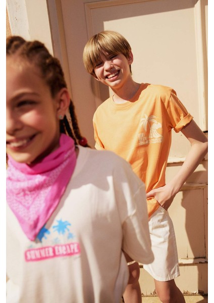 Erkek Çocuk Bisiklet Yaka Baskılı Kısa Kollu Tişört E0167A825SM