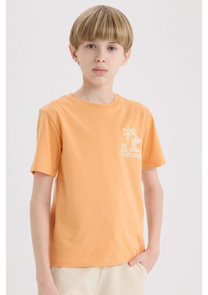 Erkek Çocuk Bisiklet Yaka Baskılı Kısa Kollu Tişört E0167A825SM