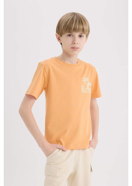 Erkek Çocuk Bisiklet Yaka Baskılı Kısa Kollu Tişört E0167A825SM