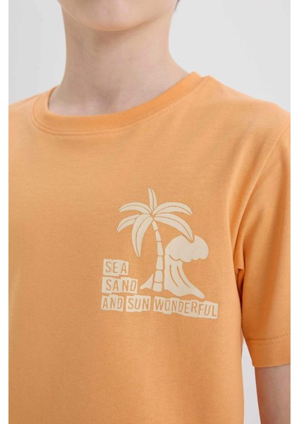 Erkek Çocuk Bisiklet Yaka Baskılı Kısa Kollu Tişört E0167A825SM