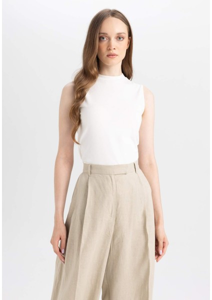 Bisiklet Yaka Basic Düz Siyah Atlet