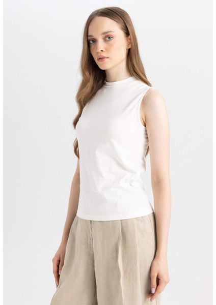 Bisiklet Yaka Basic Düz Siyah Atlet