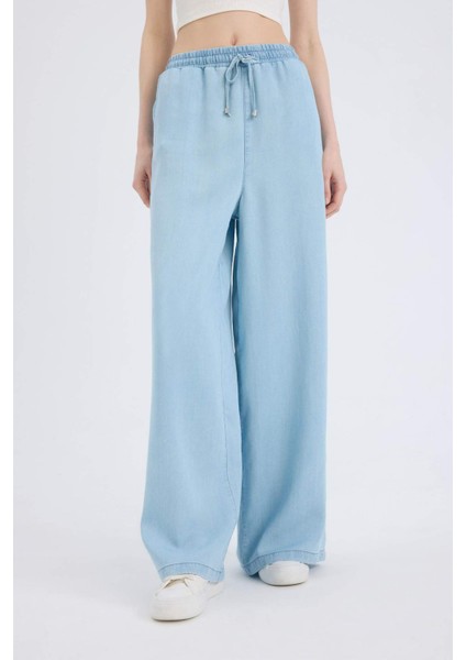 Yüksek Bel Düz Paça Tensel Yıkamalı Pantolon D8234AX25SM