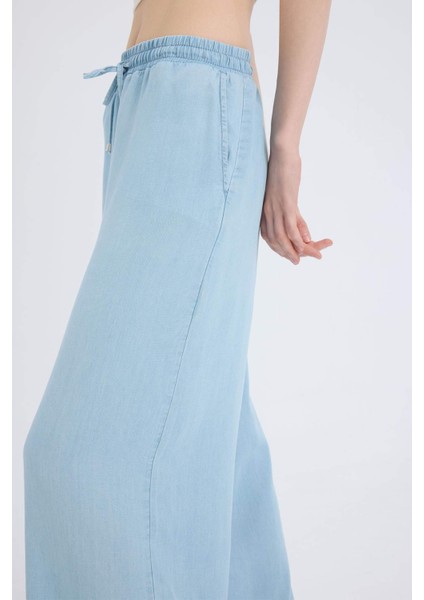 Yüksek Bel Düz Paça Tensel Yıkamalı Pantolon D8234AX25SM