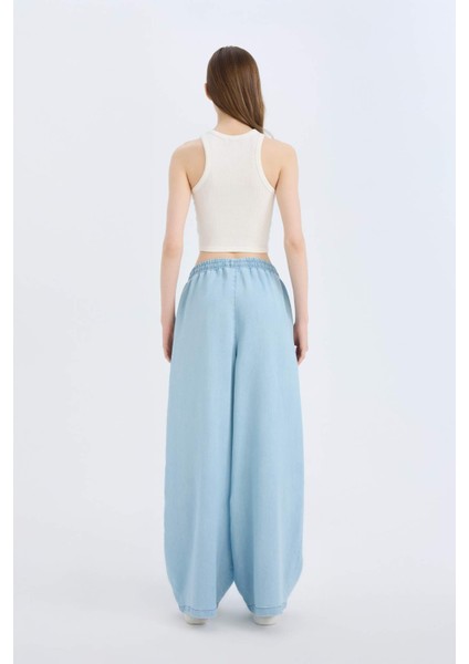 Yüksek Bel Düz Paça Tensel Yıkamalı Pantolon D8234AX25SM