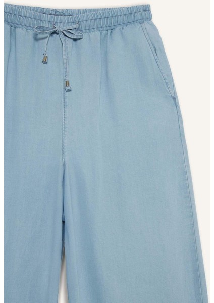 Yüksek Bel Düz Paça Tensel Yıkamalı Pantolon D8234AX25SM
