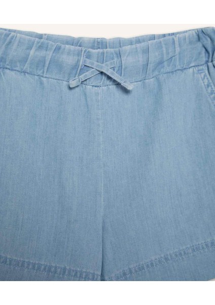 Kız Çocuk Beli Lastikli Jean Şort B6386A825SM
