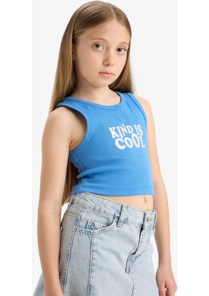 Kız Çocuk Bisiklet Yaka Baskılı Atlet C4717A825SM