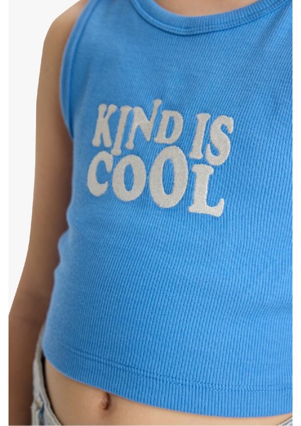 Kız Çocuk Bisiklet Yaka Baskılı Atlet C4717A825SM