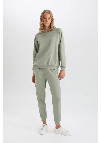 Regular Fit Jogger Kışlık Eşofman Altı Basic Düz Beli Lastikli Bağcıklı Cepli V2699AZ24WN