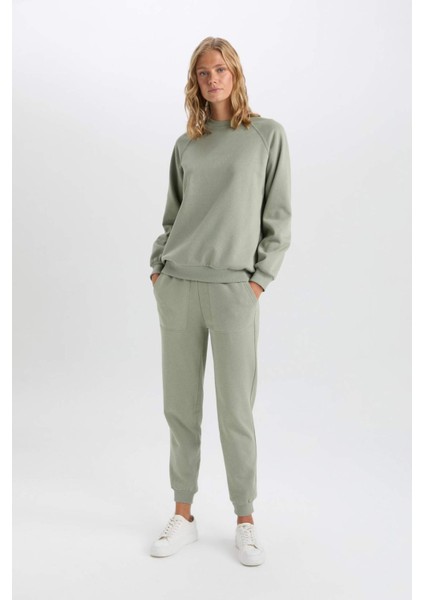 Regular Fit Jogger Kışlık Eşofman Altı Basic Düz Beli Lastikli Bağcıklı Cepli V2699AZ24WN