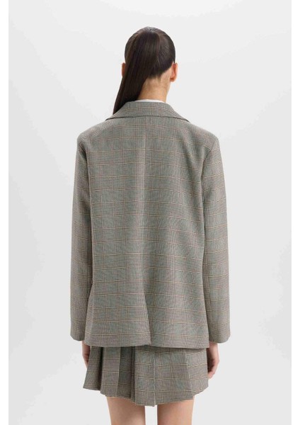 Oversize Geniş Kalıp Ceket Yaka Blazer Ceket D9376AX24AU