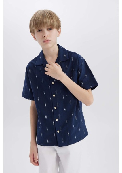 Erkek Çocuk Oversize Geniş Kalıp Polo Yaka Brode Kısa Kollu Gömlek D8339A825SM
