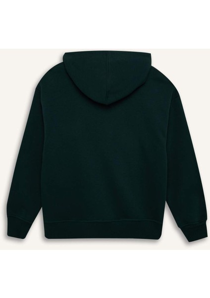 Relax Fit Kapüşonlu Kalın Basic Düz Sweatshirt D9935AX24WN