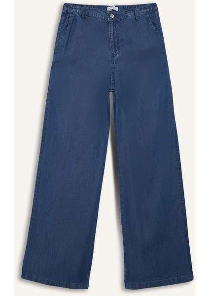 Pull On Wide Leg Yüksek Bel Uzun Tensel Yıkamalı Pantolon D8239AX25SM