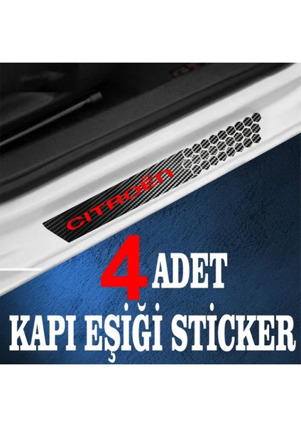 Citroen Uyumlu Özel Oto Kapı Eşikleri Sticker Karbon 4 Adet modelleri
