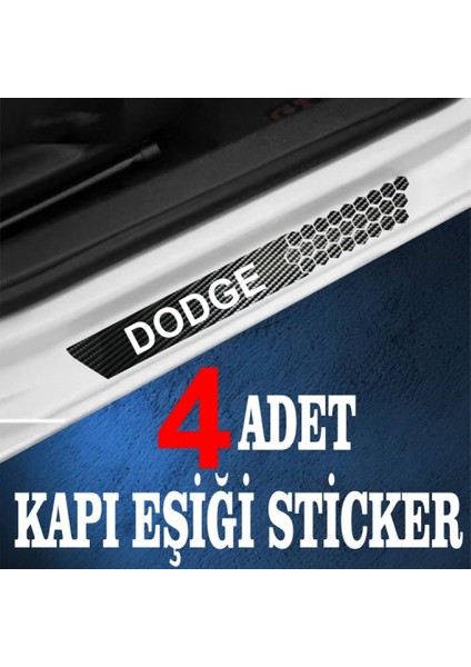 Dodge Uyumlu Özel Oto Kapı Eşikleri Sticker Karbon 4 Adet