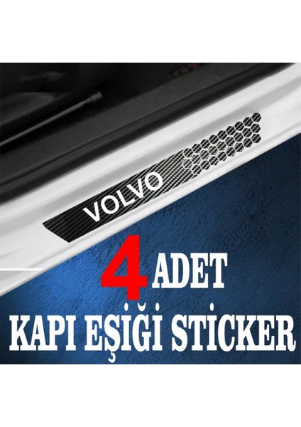 Volvo Özel Oto Kapı Eşikleri Sticker Karbon 4 Adet