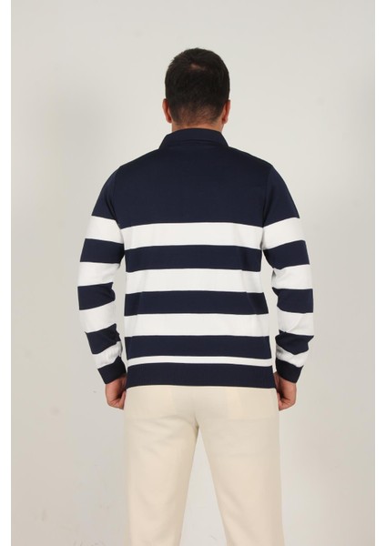 3003 Yakası Fermuarlı Yakalı Çizgili Kazak modelleri