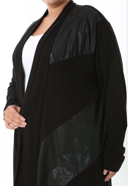 Kadın Büyük Beden Asimetrik Kesim Detaylı Esnek Viskon Uzun Hırka Siyah 25000 fiyatları