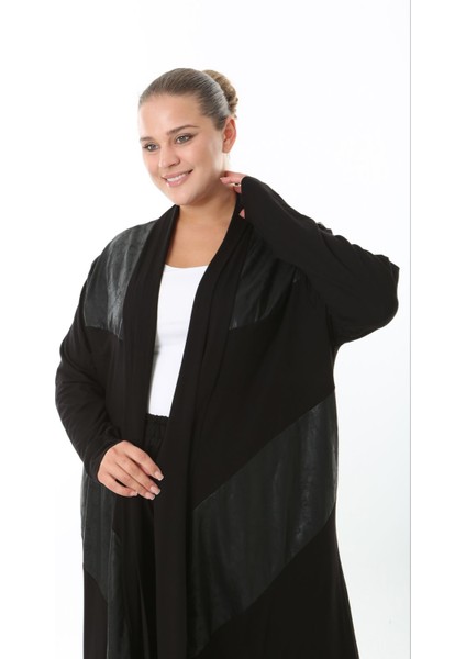 Kadın Büyük Beden Asimetrik Kesim Detaylı Esnek Viskon Uzun Hırka Siyah 25000 modelleri