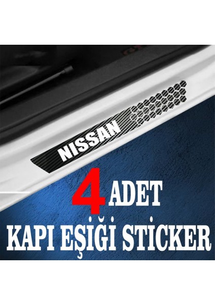 Nissan Özel Oto Kapı Eşikleri Sticker Karbon 4 Adet