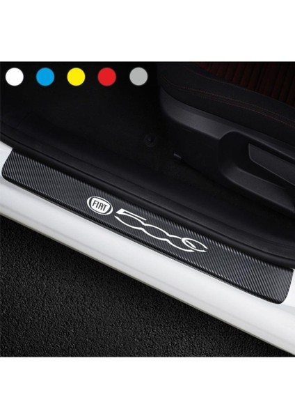 Fiat 500C Için Özel Yeni Uyumlu Aksesuar Oto Kapı Eşiği Özel Yeni Sticker Karbon 4 Adet