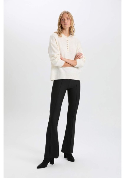 İspanyol Paça Yüksek Bel Pantolon Tayt X3148AZ24AU