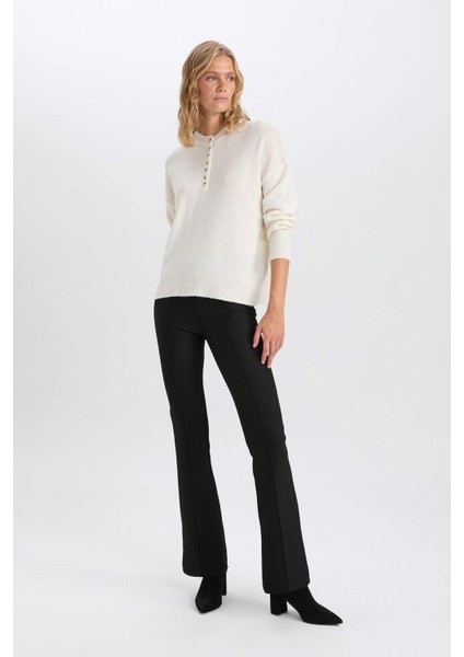 İspanyol Paça Yüksek Bel Pantolon Tayt X3148AZ24AU